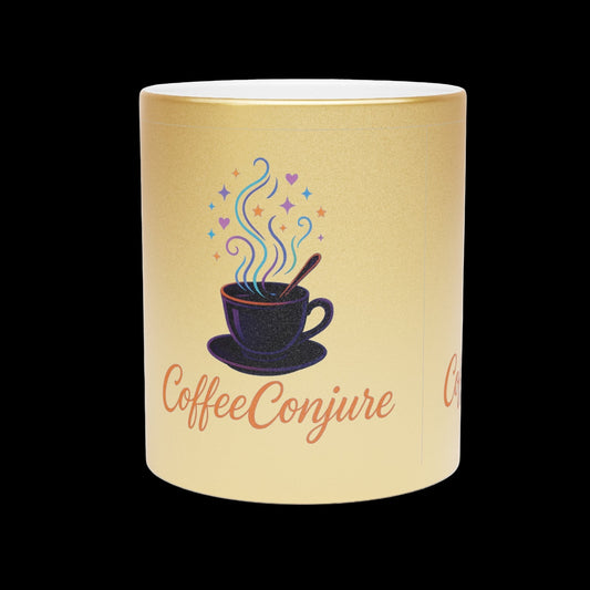 Coffee Conjure Metallic Mug - Stylish Silver/Gold Coffee Cup